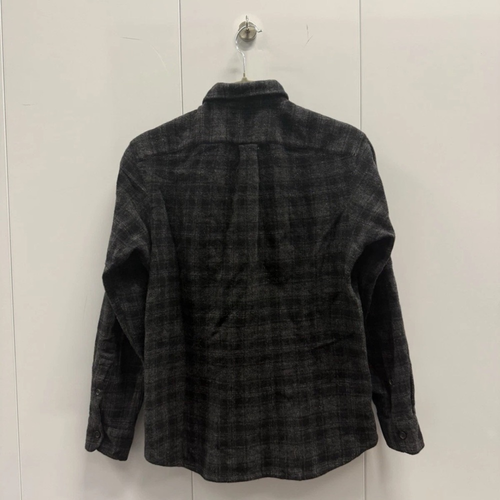 The Row Gray Black Plaid Check Long Sleeve Shirt M 17.5x24 Wool